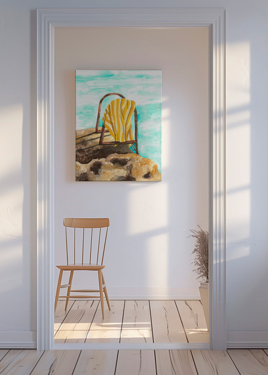 Tableau de paysage avec échelle et serviette