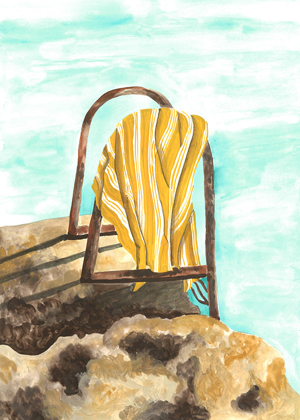 Tableau de paysage avec échelle et serviette