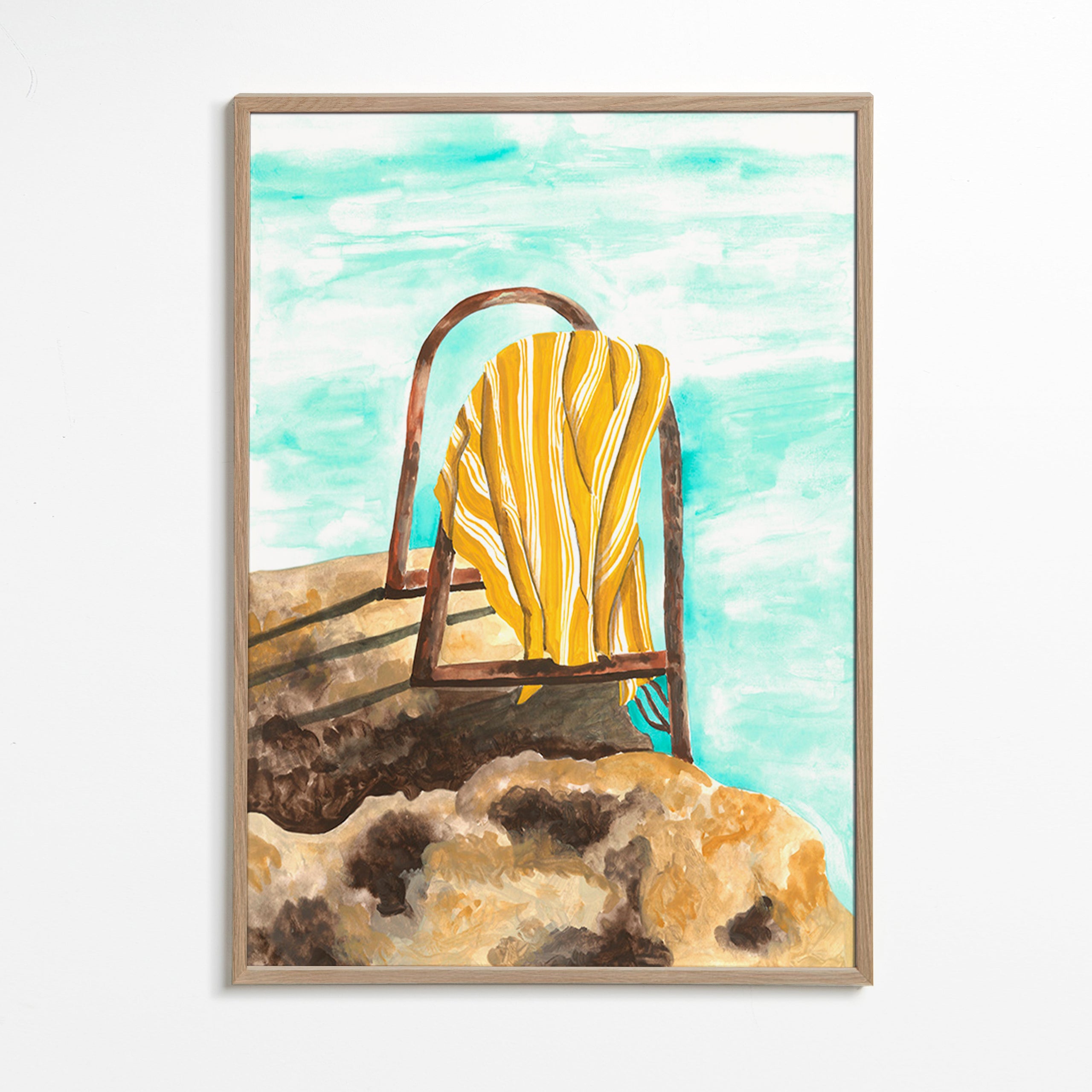 Tableau de paysage avec échelle et serviette