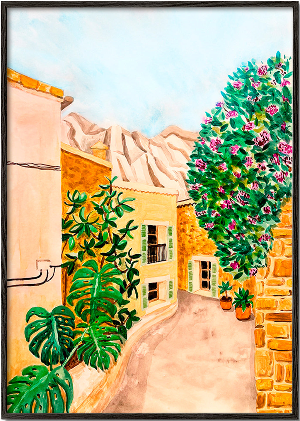 Tableau de paysage rue de village