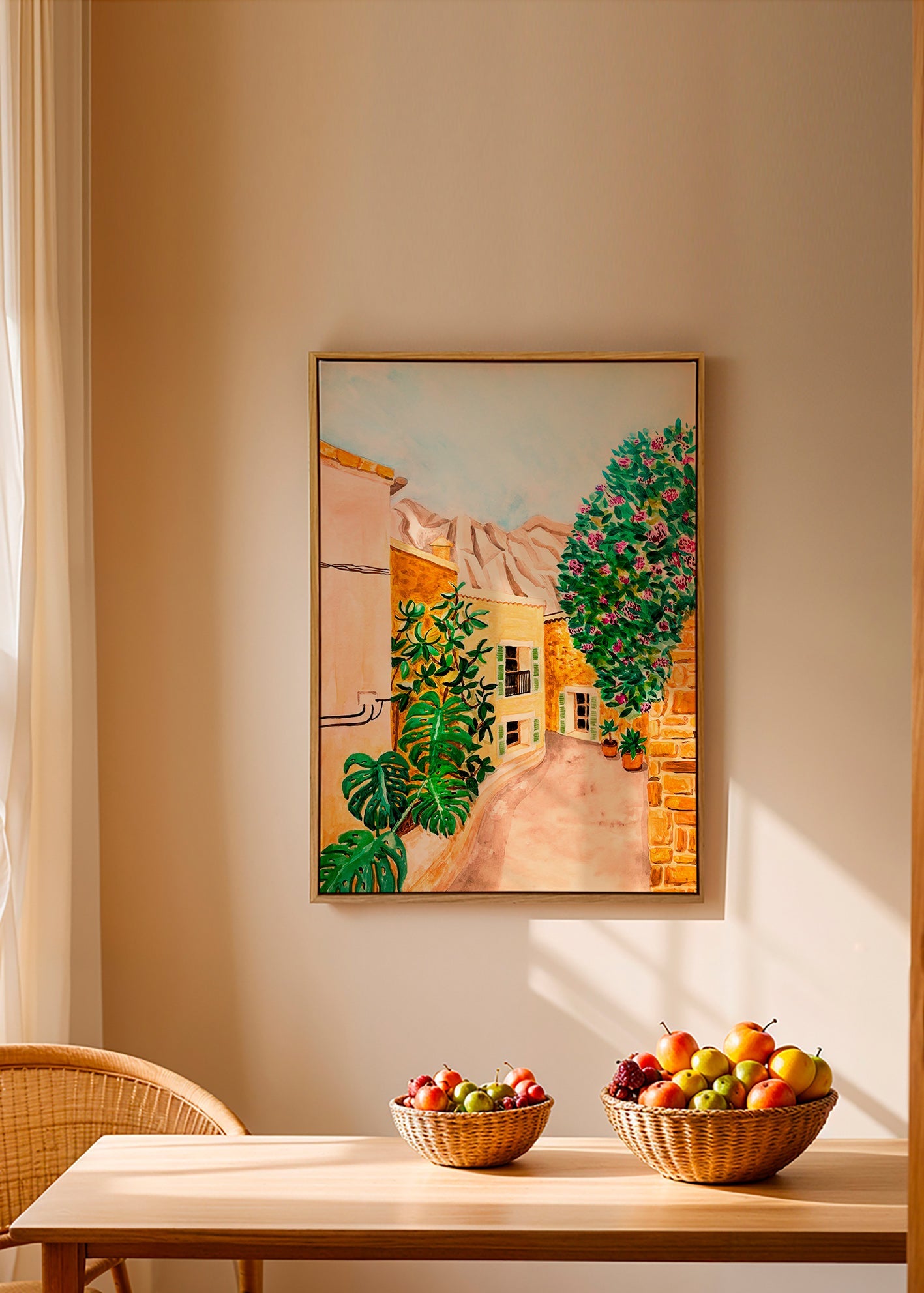 Tableau de paysage rue de village