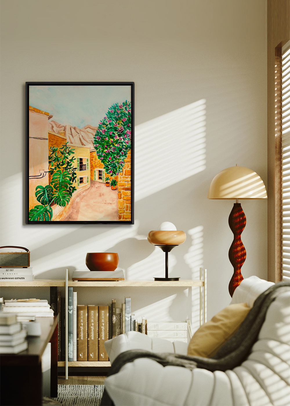 Tableau de paysage rue de village