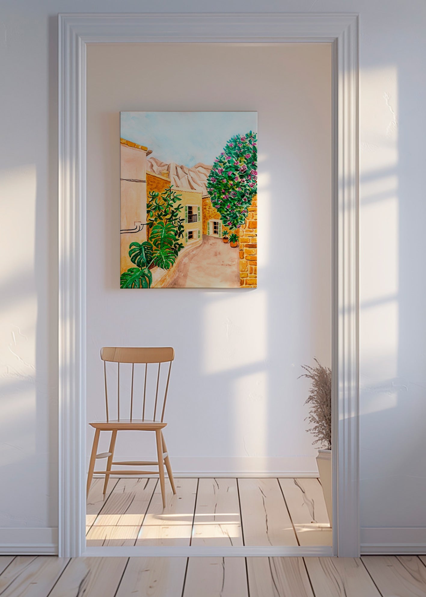 Tableau de paysage rue de village