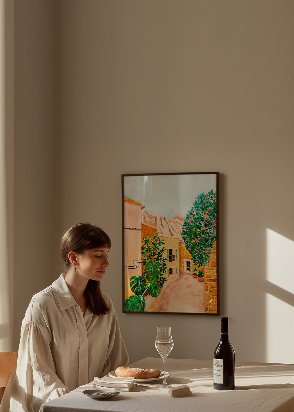 Tableau de paysage rue de village