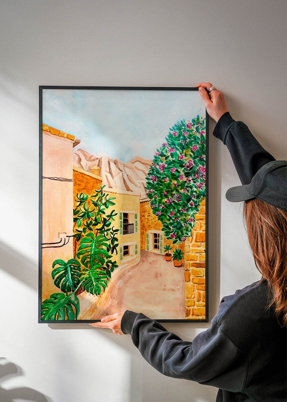 Tableau de paysage rue de village