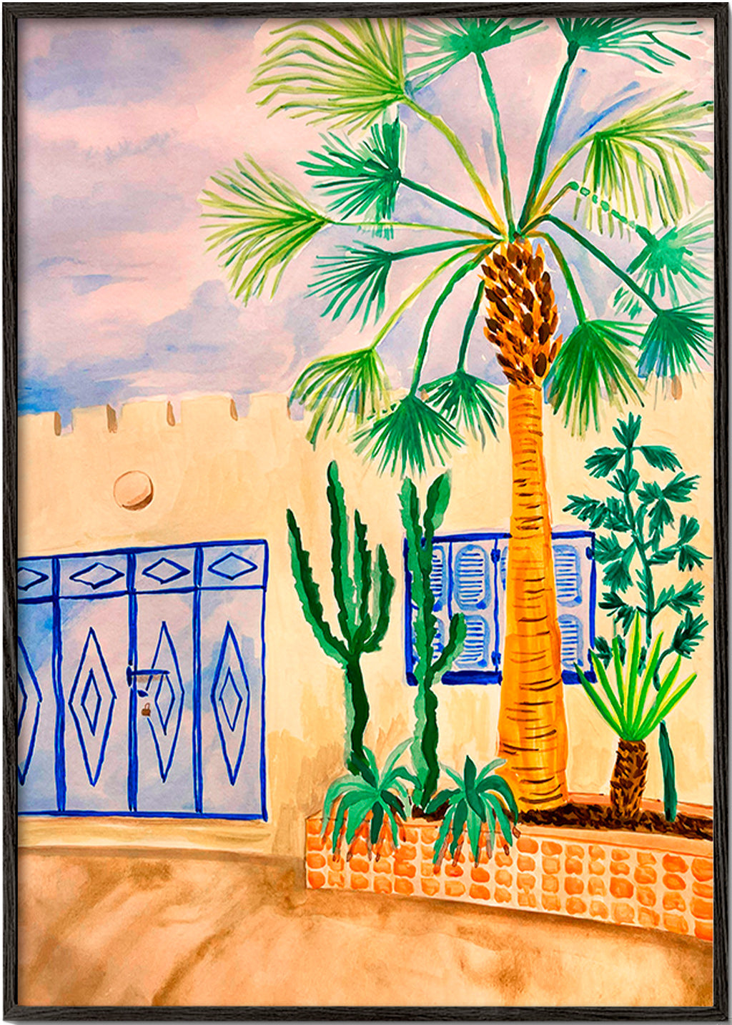 Art de ville: rue marocaine avec palmier