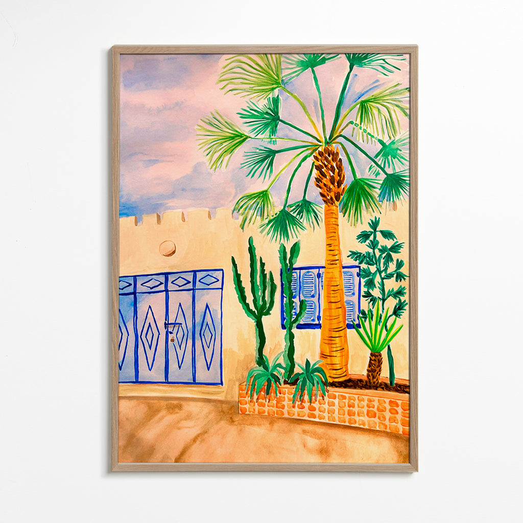 Art de ville: rue marocaine avec palmier