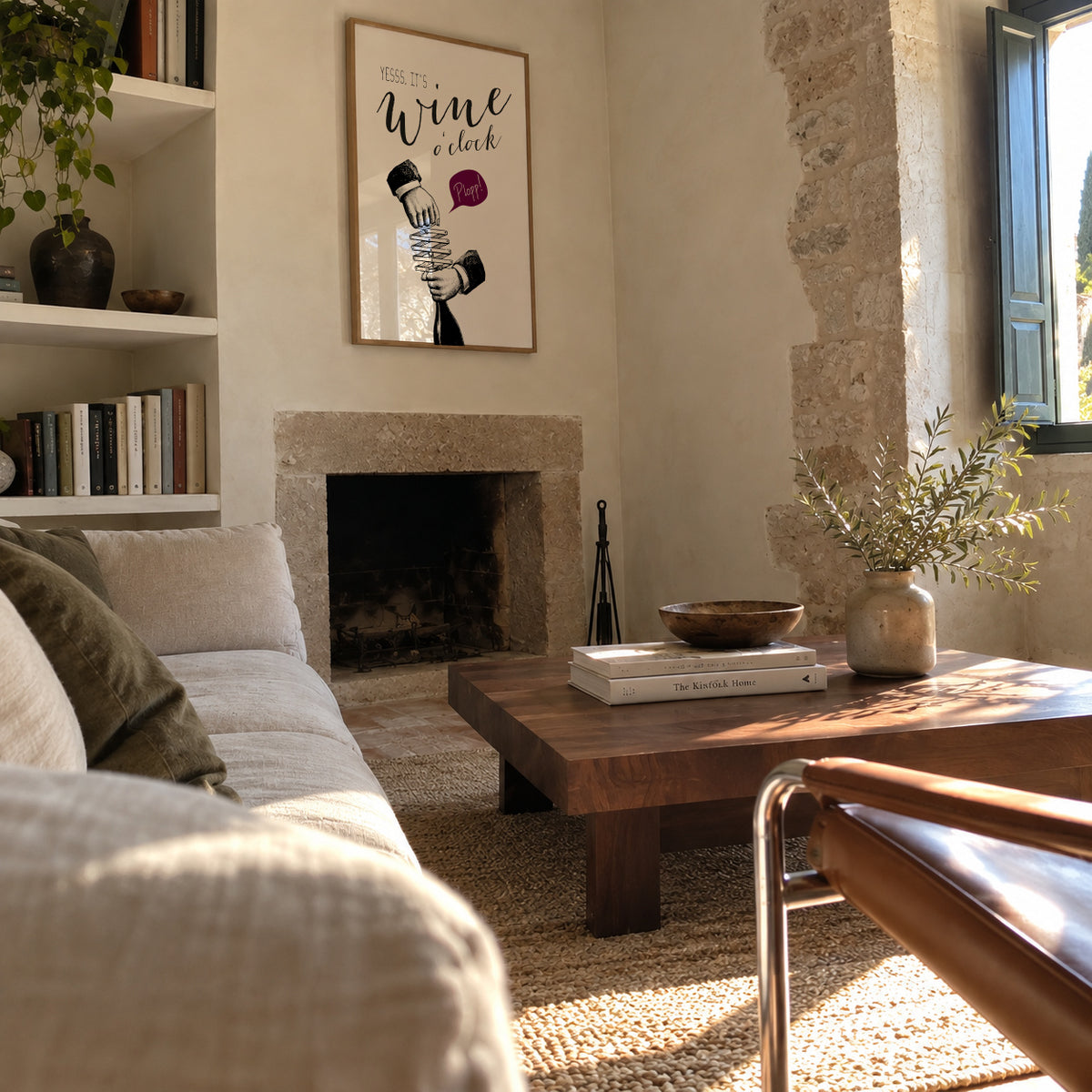 Wine o'clock - Framed poster in an interior