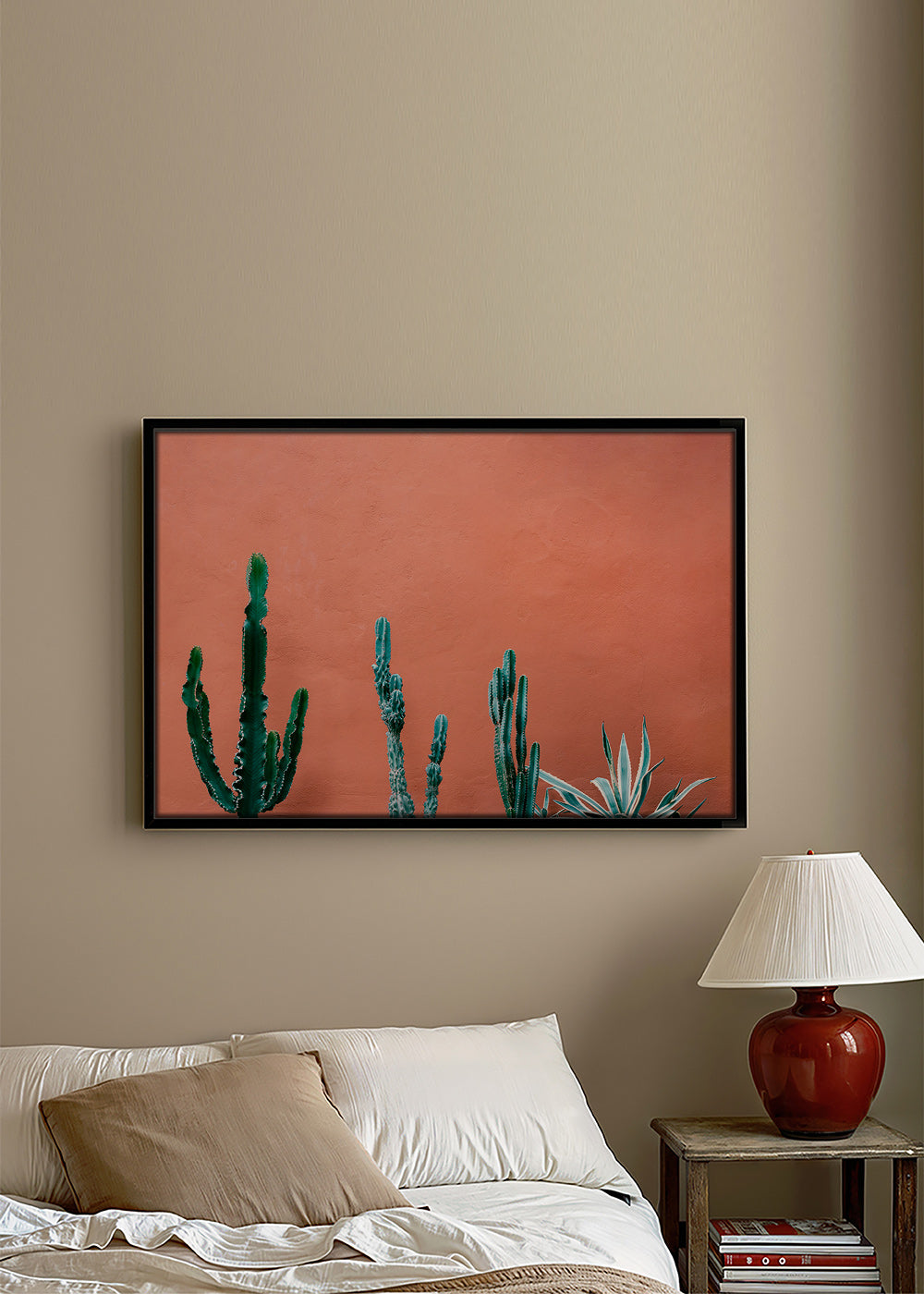 Estampe botanique: cactus sobre mur terracotta – Canvas2