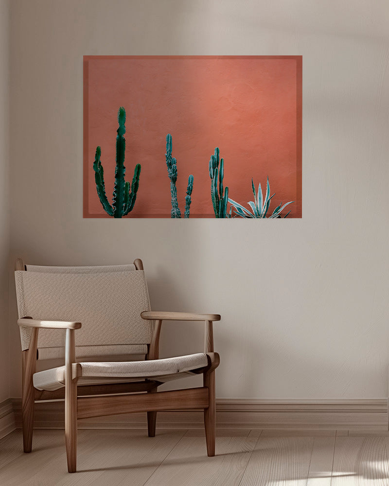 Estampe botanique: cactus sobre mur terracotta – Canvas