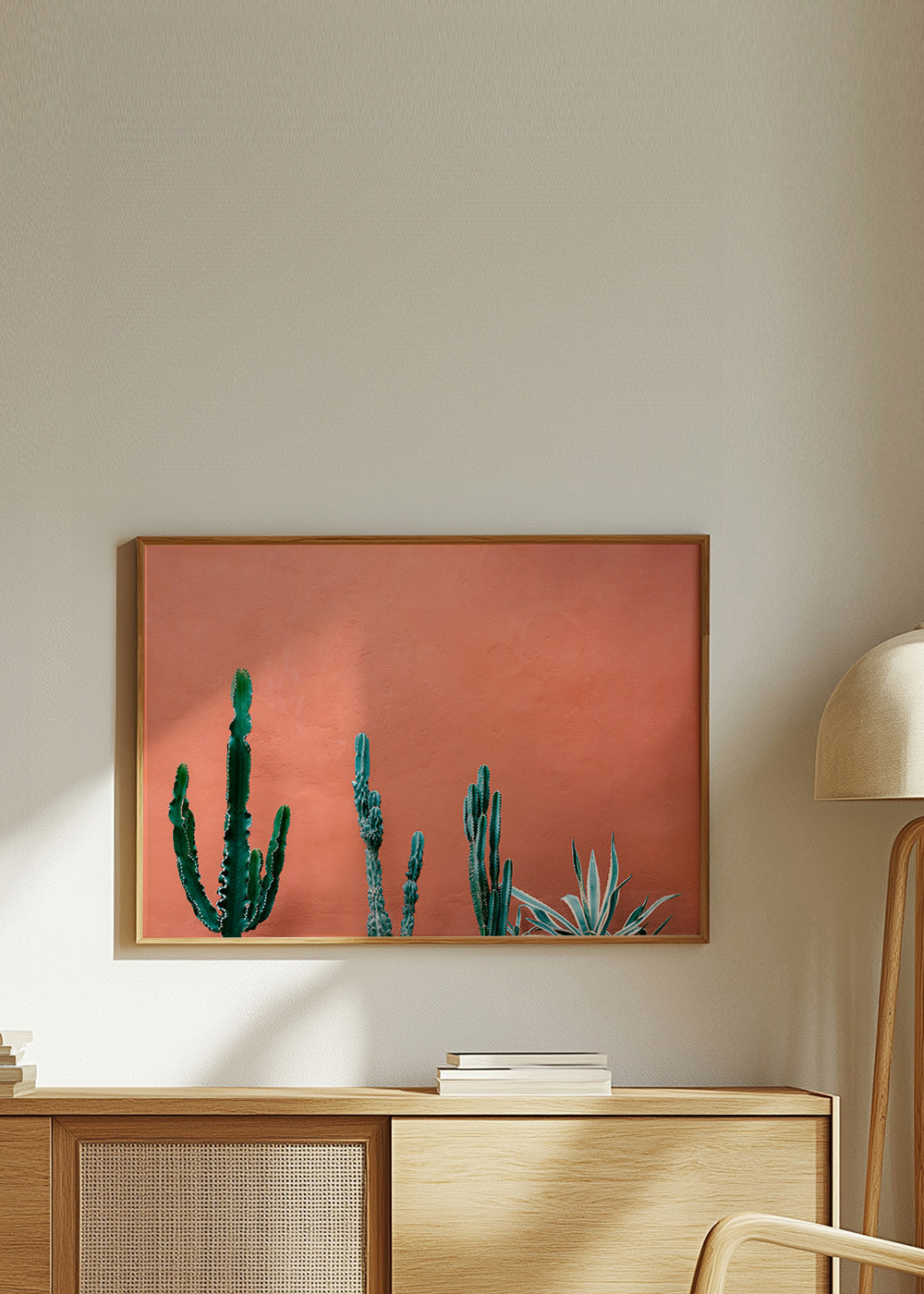 Estampe botanique: cactus sobre mur terracotta – Product1