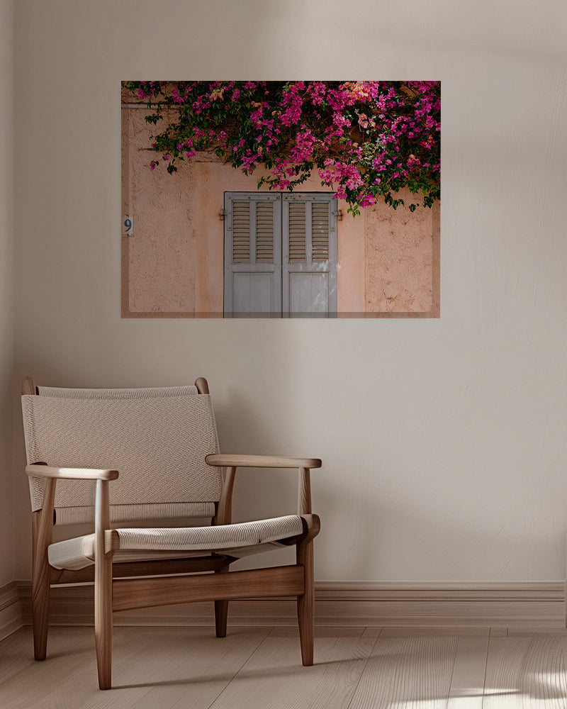 Impression botanique: bougainvillier sur porte ancienne – Canvas