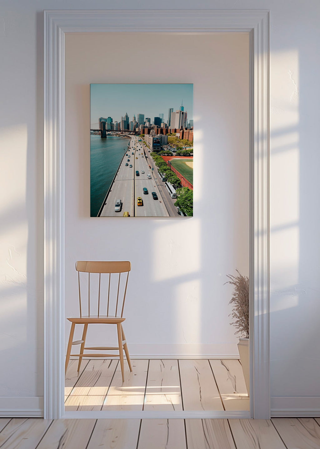 Tableau de voyage: skyline aérien et pont – Canvas