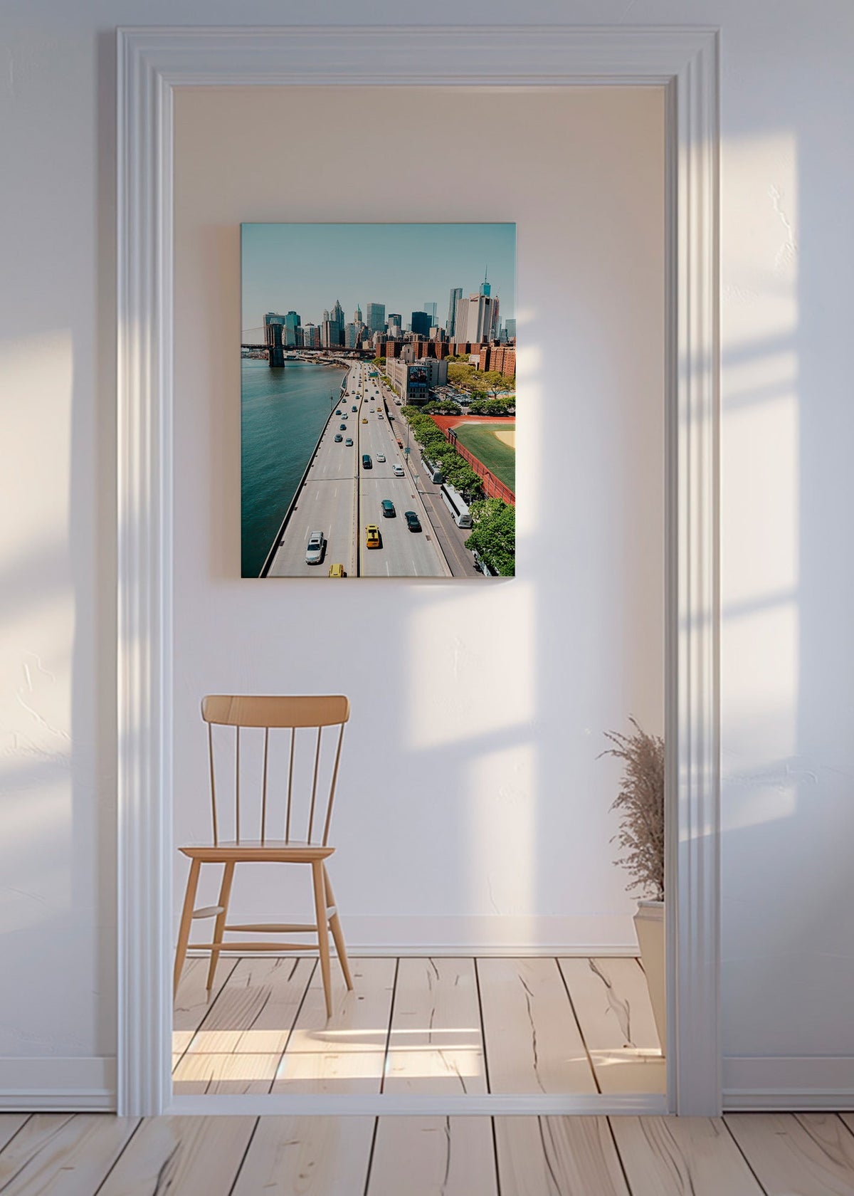 Tableau de voyage: skyline aérien et pont – Canvas