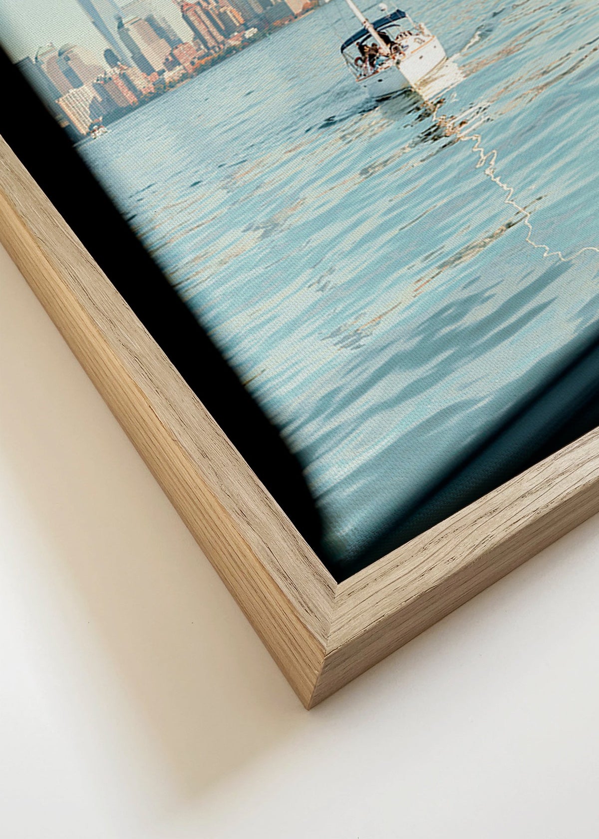 Tableau de voyage: voilier devant la silhouette urbaine – Canvas detail