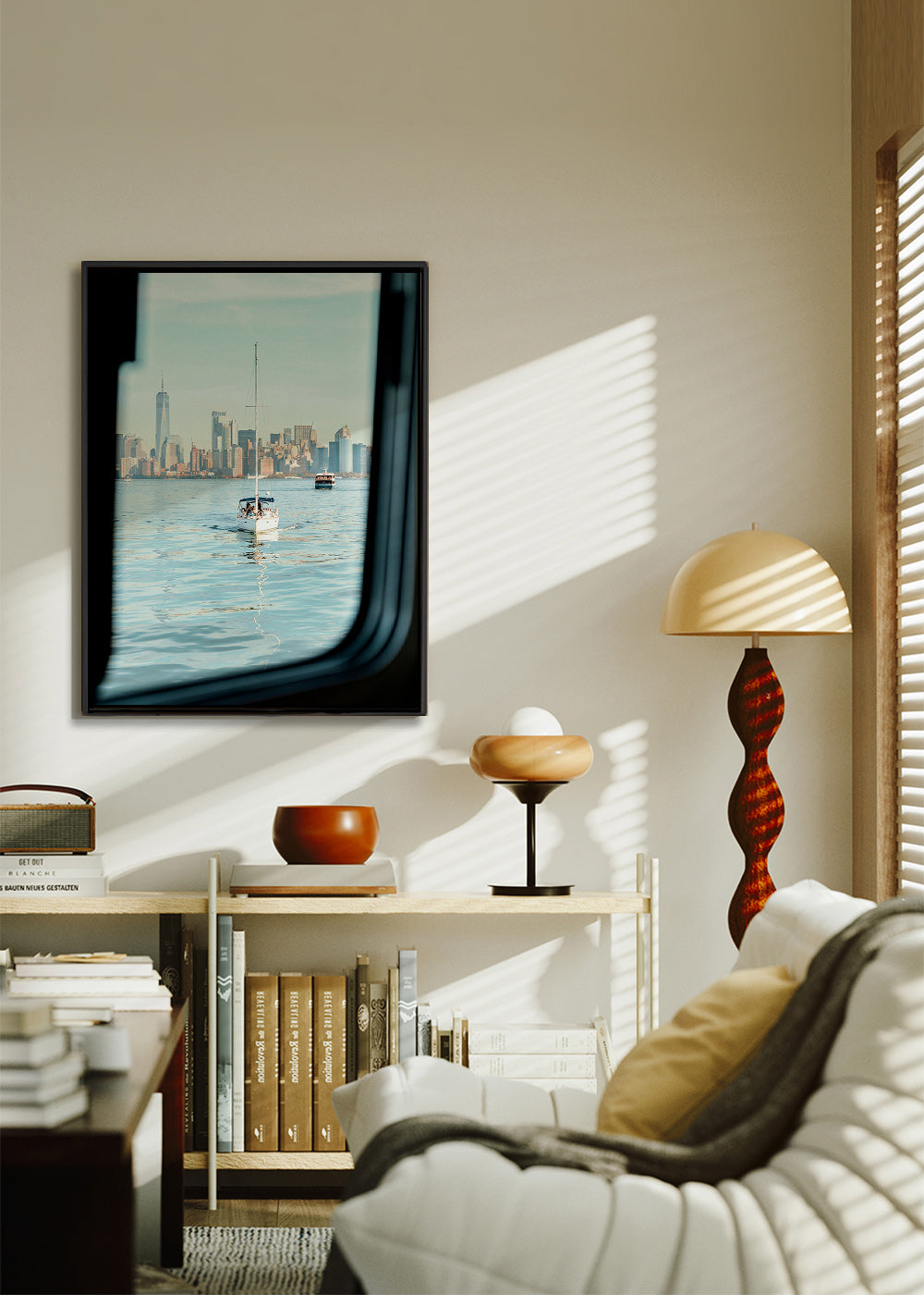Tableau de voyage: voilier devant la silhouette urbaine – Canvas2