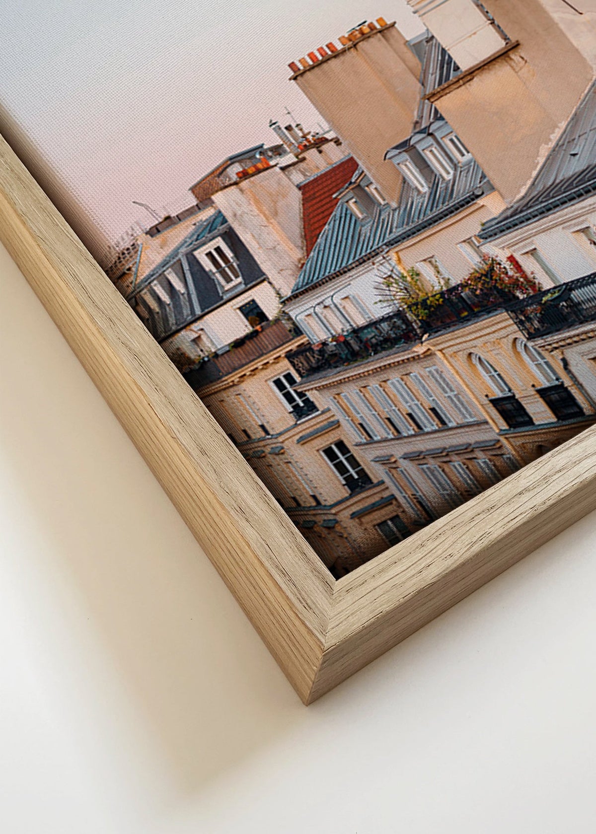 Tableau de villes avec toits au lever du jour – Canvas detail
