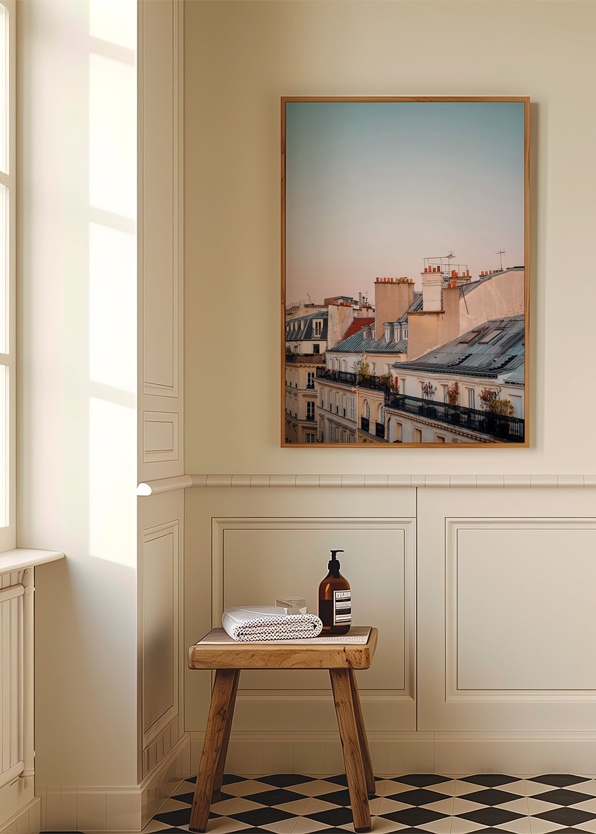 Tableau de villes avec toits au lever du jour – Product1