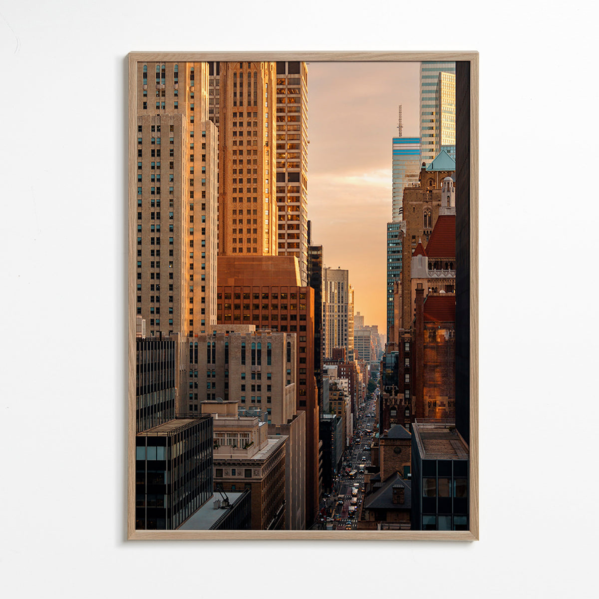 Tableau de ville au lever du jour – Oak Frame