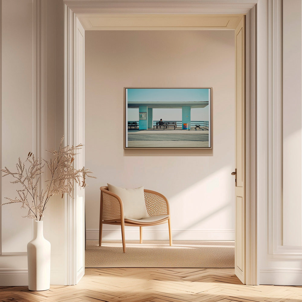 Photographie de quai avec banc solitaire – Canvas1