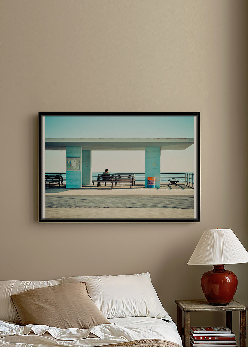 Photographie de quai avec banc solitaire – Canvas2