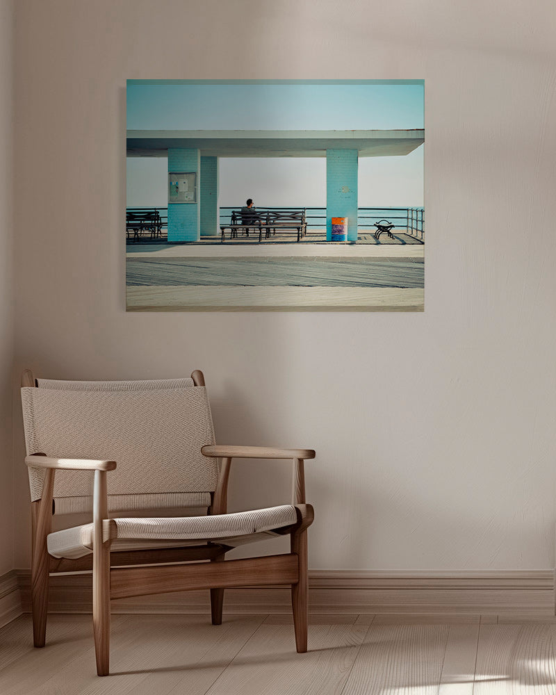 Photographie de quai avec banc solitaire – Canvas