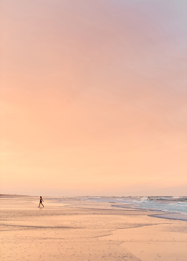 Art de paysage : plage au lever du soleil pastel