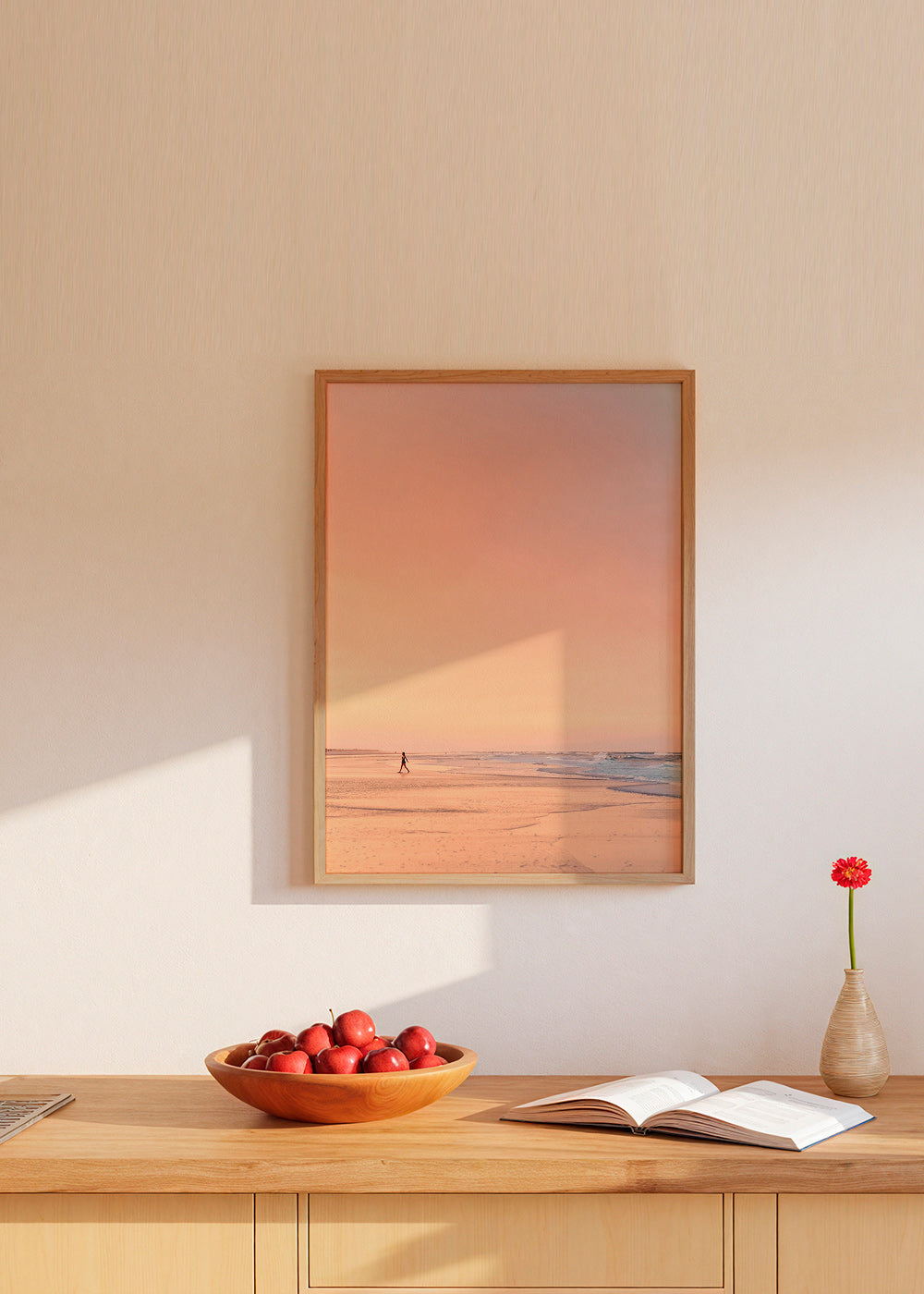 Art de paysage : plage au lever du soleil pastel – Product1