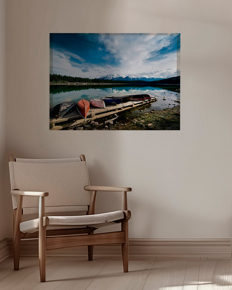 Tableau de paysage avec canoës en pontón – Canvas