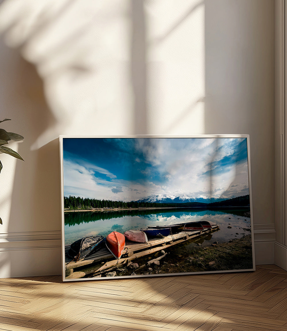 Tableau de paysage avec canoës en pontón – Product1
