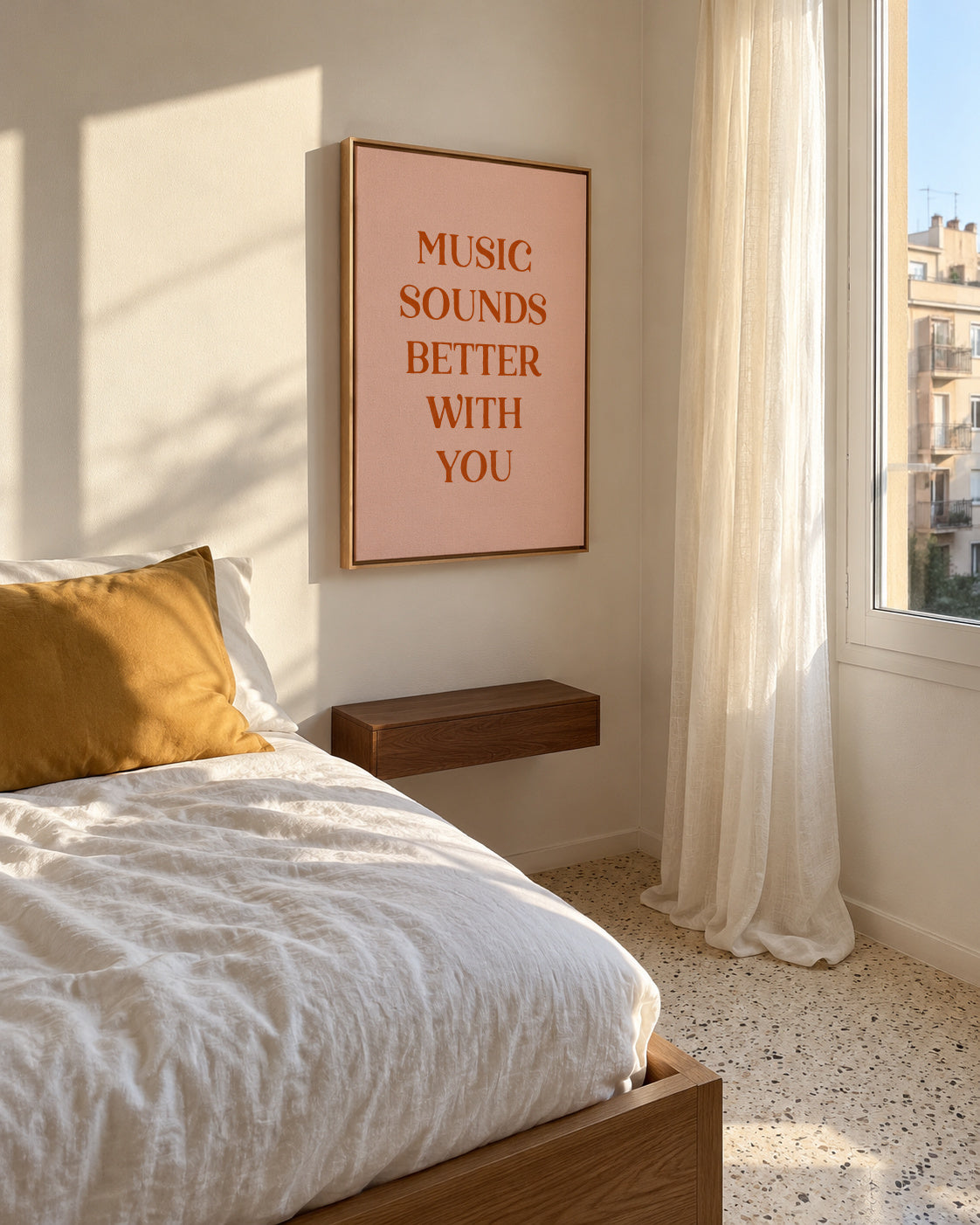 Music sounds better with you - Framed canvas in an interior