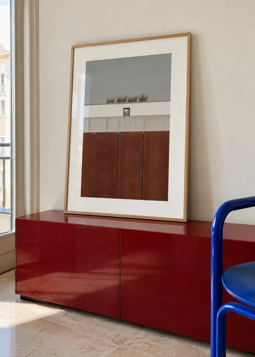 behind the wall - Framed poster in an interior