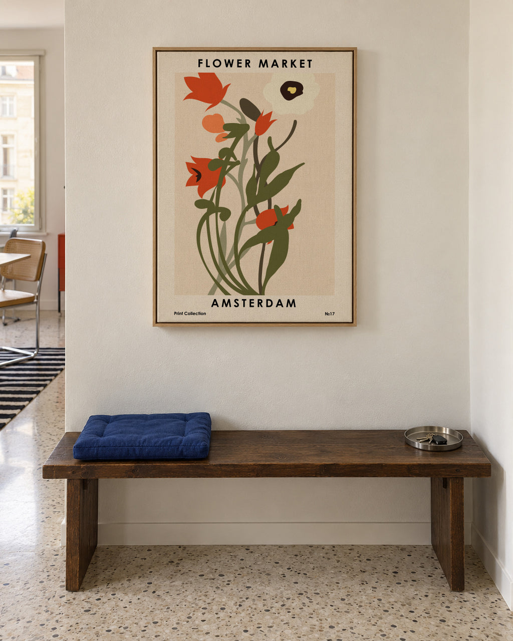 Flower Market Amsterdam - Framed canvas in an interior