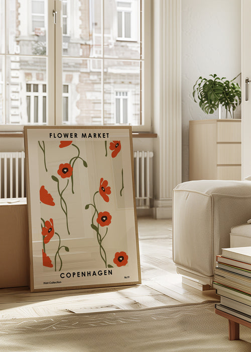 Flower Market Copenhagen - Framed poster in an interior
