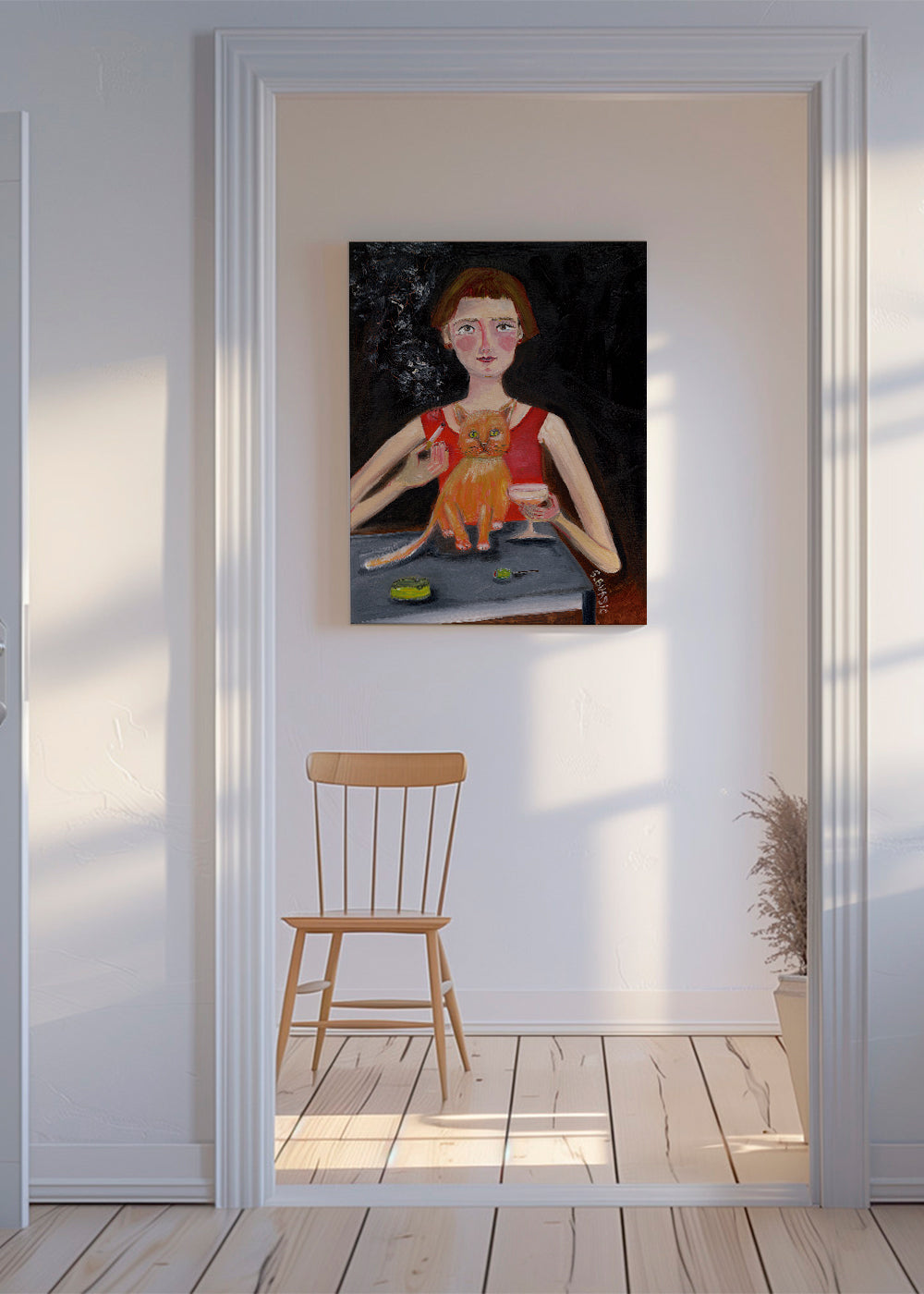 Vintage woman with cocktail and cat - Sharyn Bursic