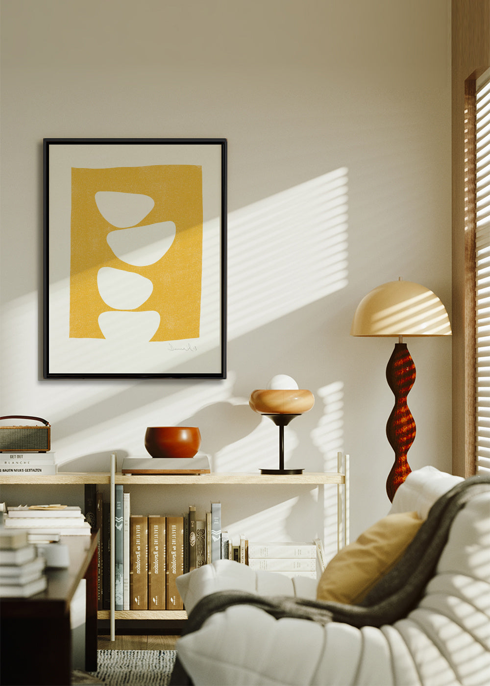 Mellow No2 - Framed canvas in an interior