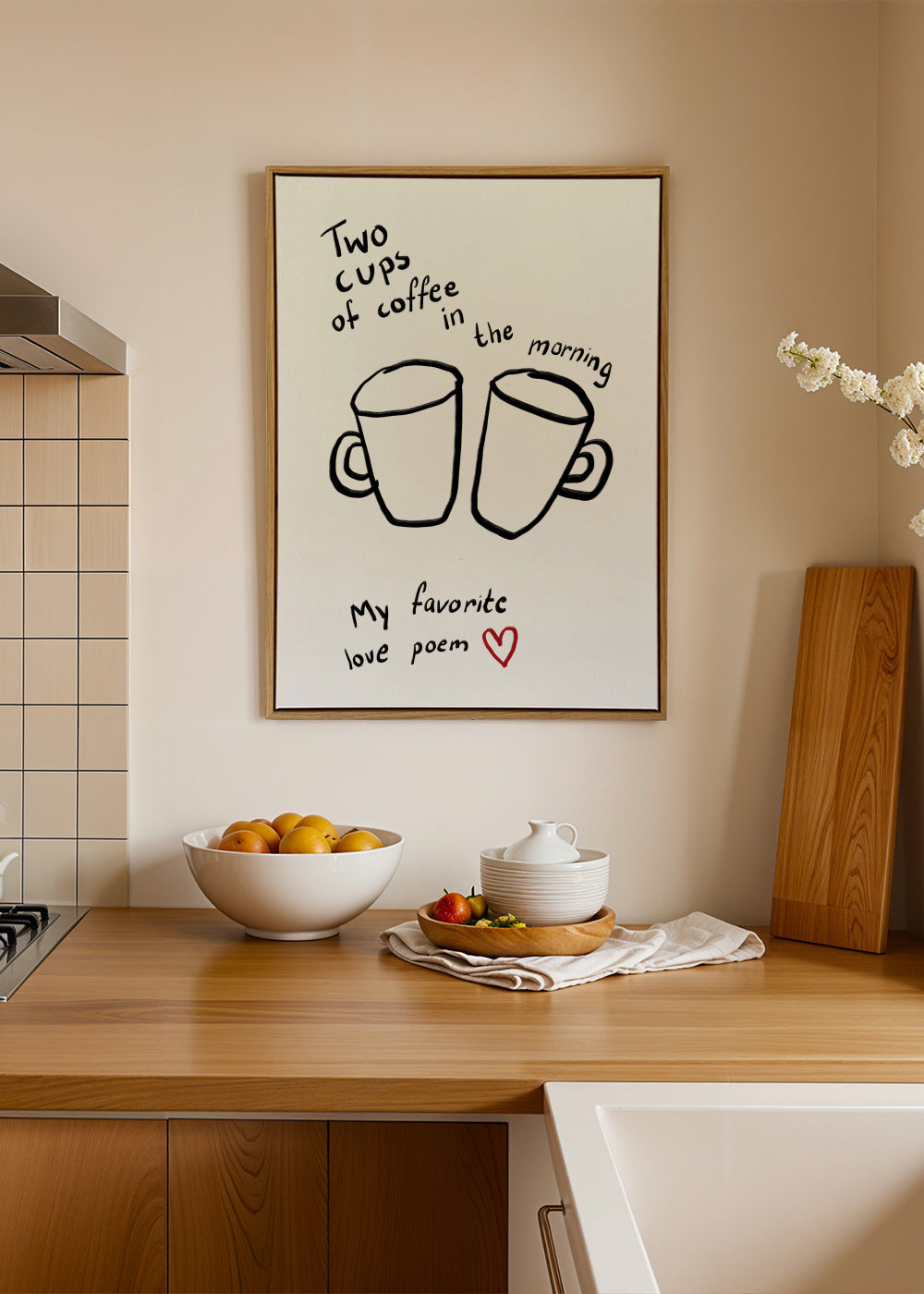 Two Cups - Framed canvas in an interior