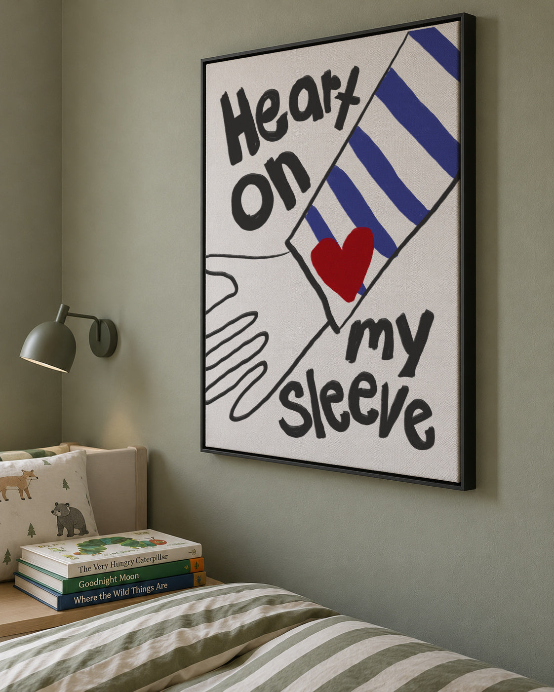 Heart On My Sleeve - Framed canvas in an interior