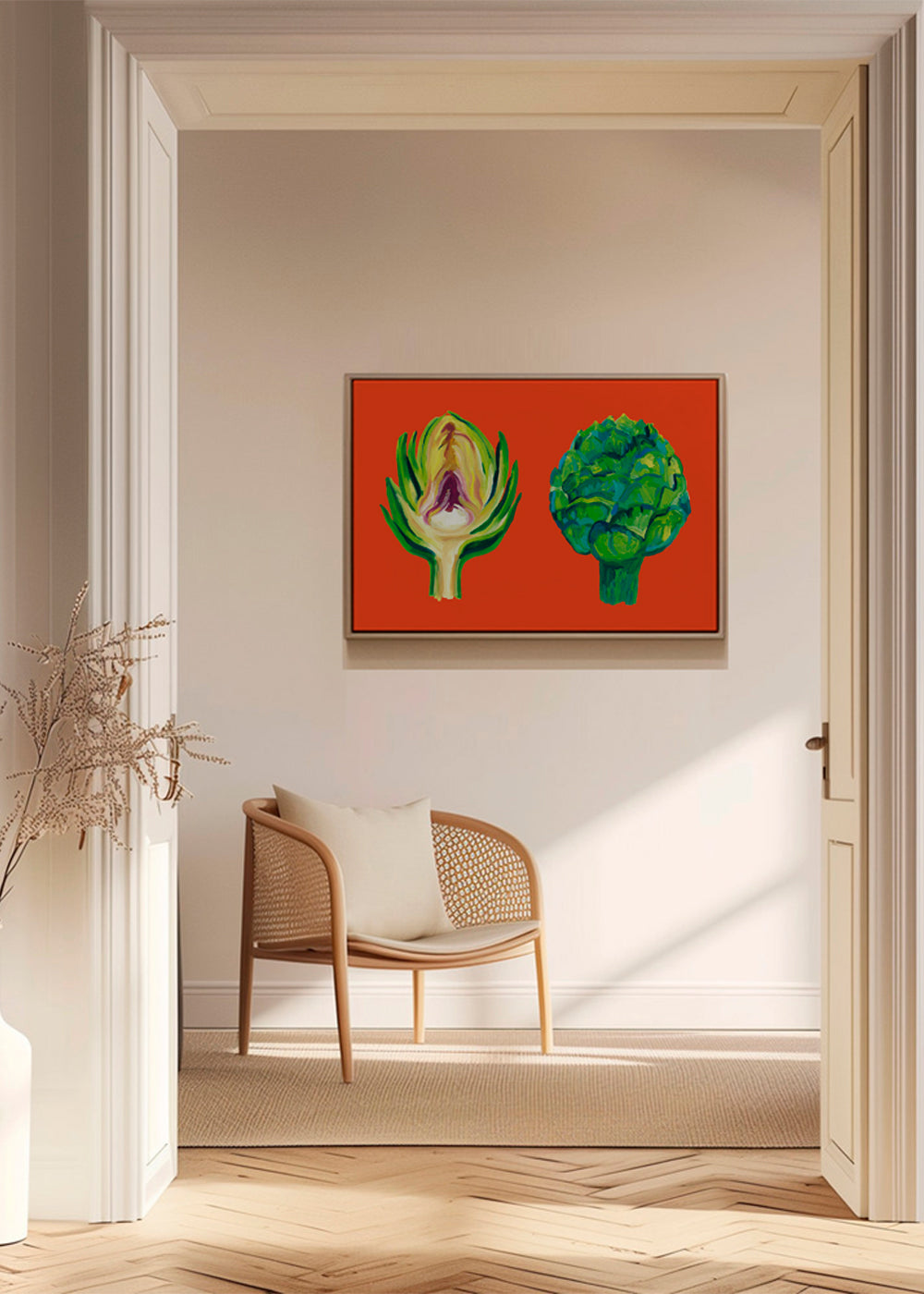 Artichokes On Orange - Alice Straker