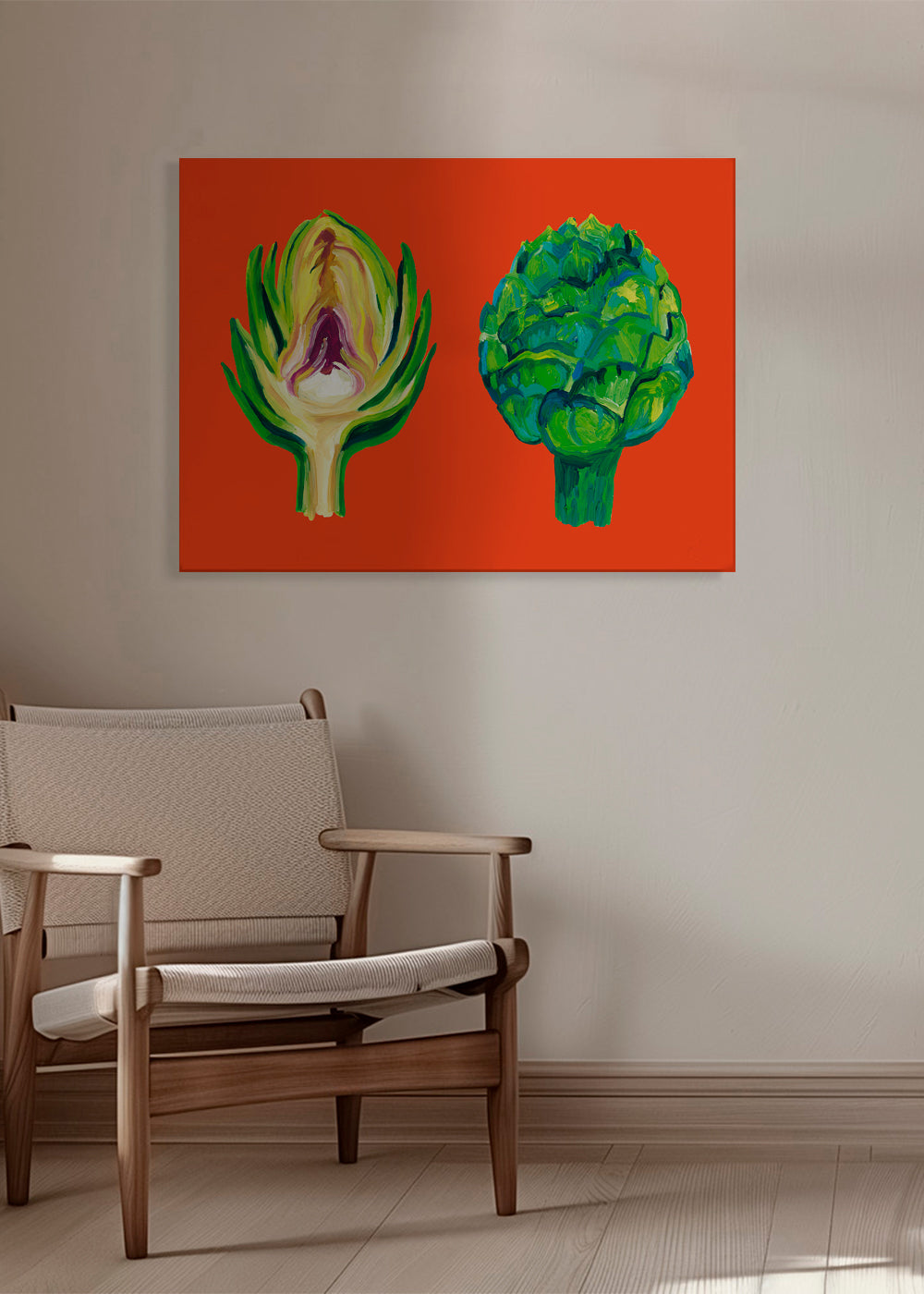 Artichokes On Orange - Alice Straker