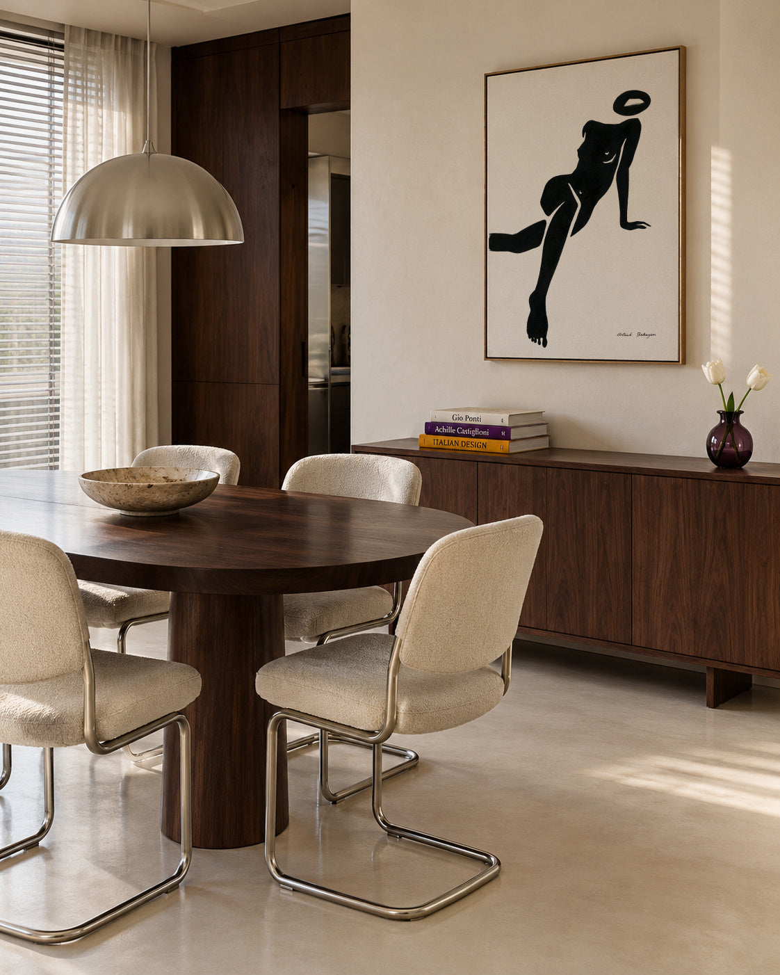 Black figure #1 - Framed canvas in an interior