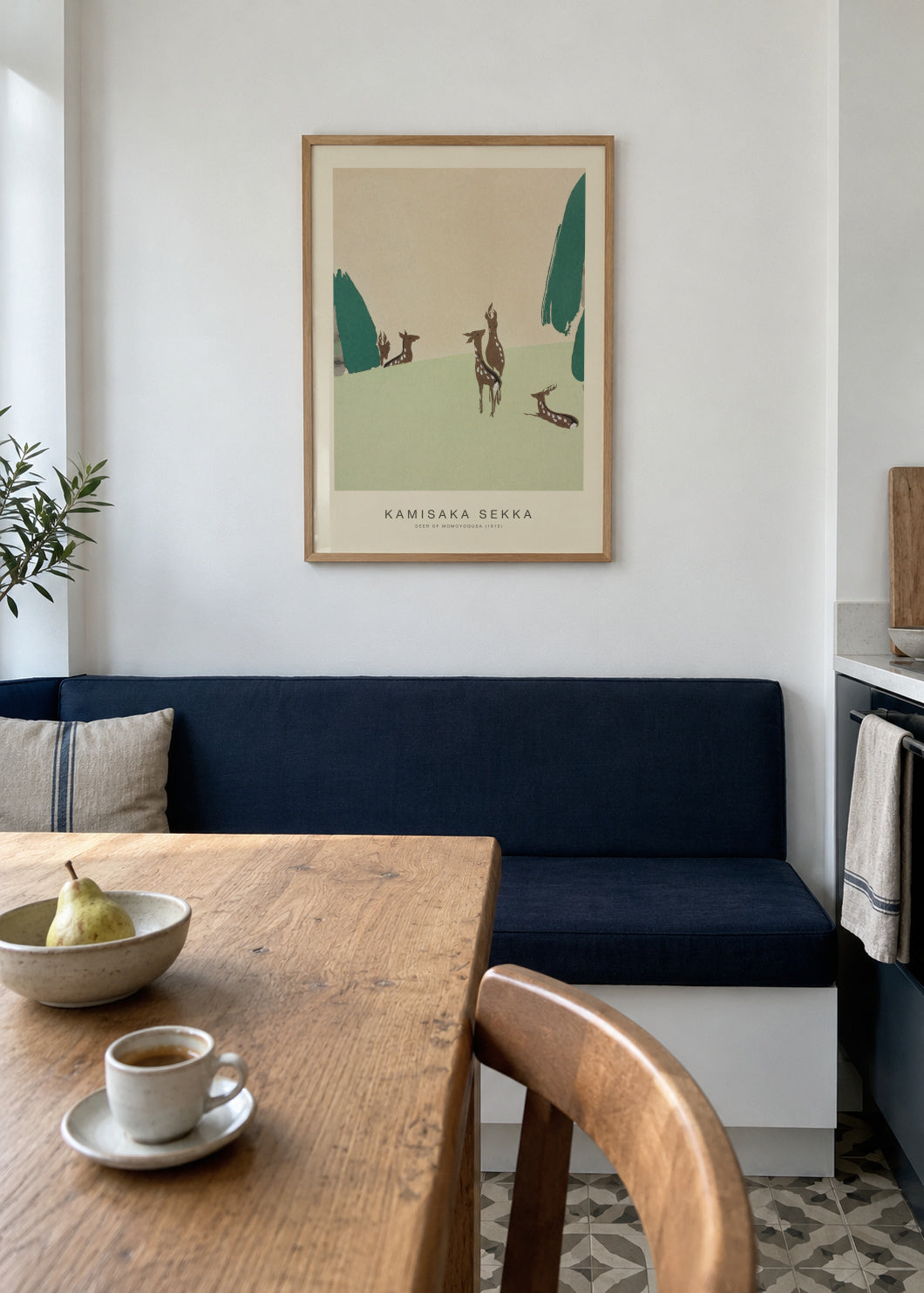 Deer of Momoyogusa (Special Edition) - Kamisaka Sekka - Framed poster in an interior