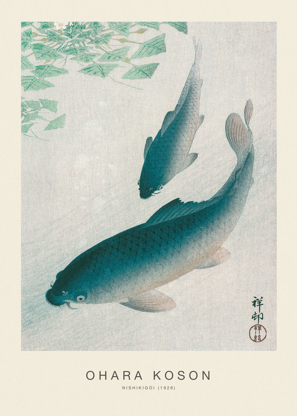 Nishikigoi, Two Koi Carp (Special Edition) - Ohara Koson - Unframed art print