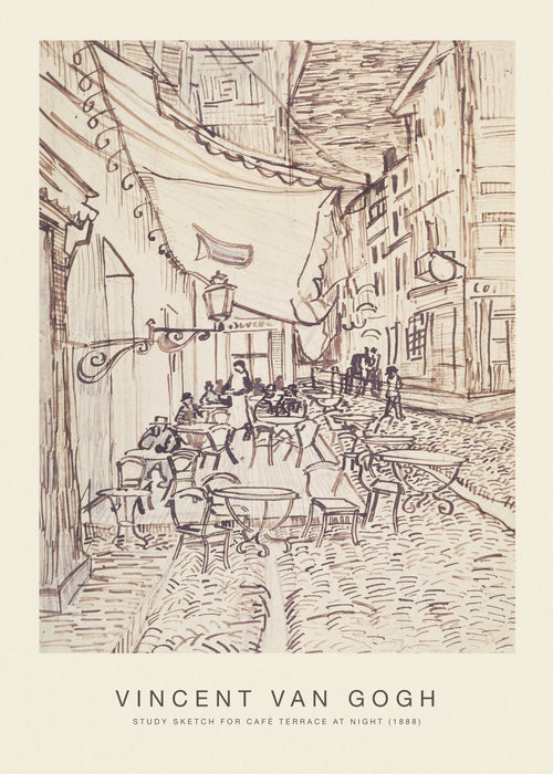 Study Sketch for Cafe? Terrace at Night (Special Edition) - Vincent van Gogh - Unframed art print