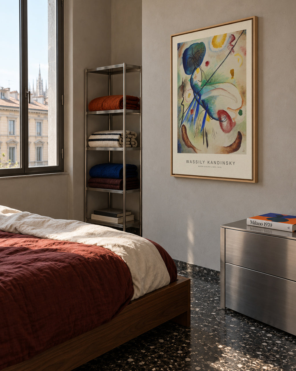 Water & Black Lines (Special Edition) - Wassily Kandinsky - Framed canvas in an interior
