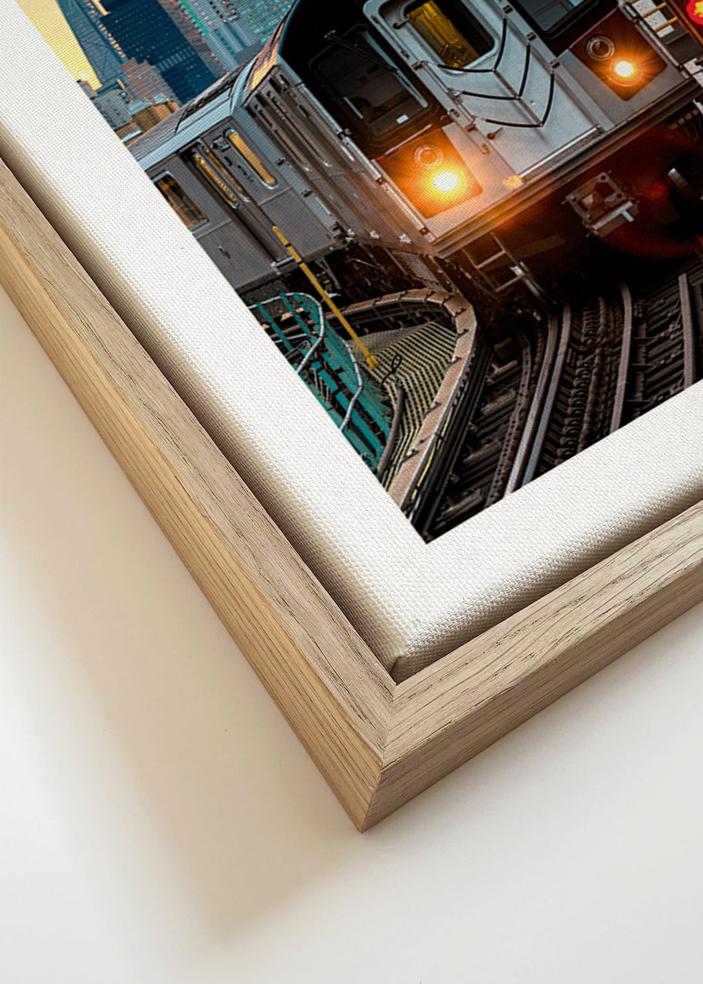 Affiche de ville: Métro 7 au coucher – Canvas detail