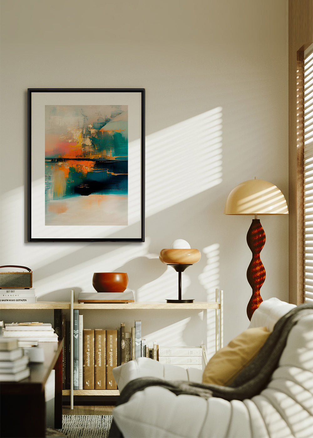 Œuvre abstraite aux reflets aquatiques – Canvas1