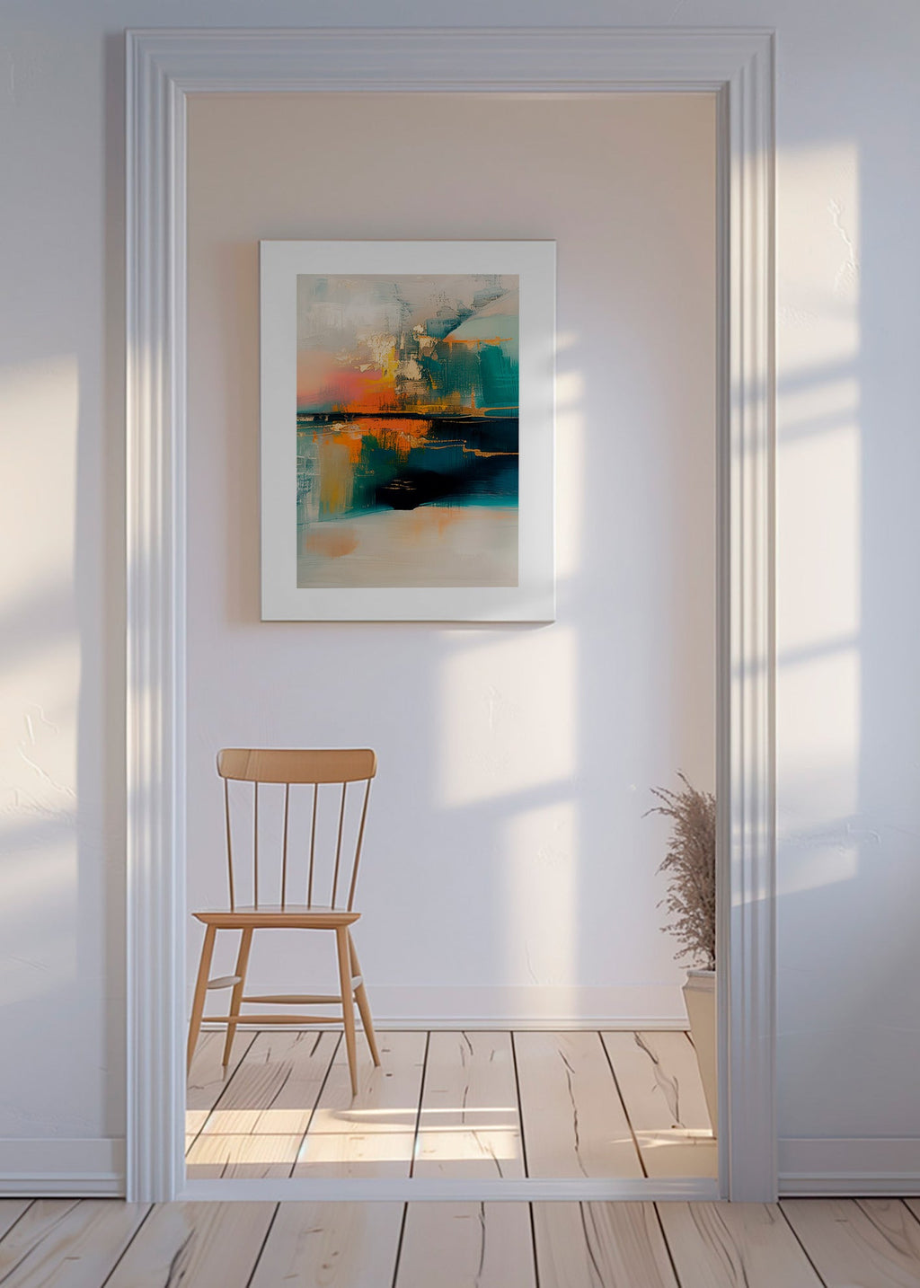Œuvre abstraite aux reflets aquatiques – Canvas