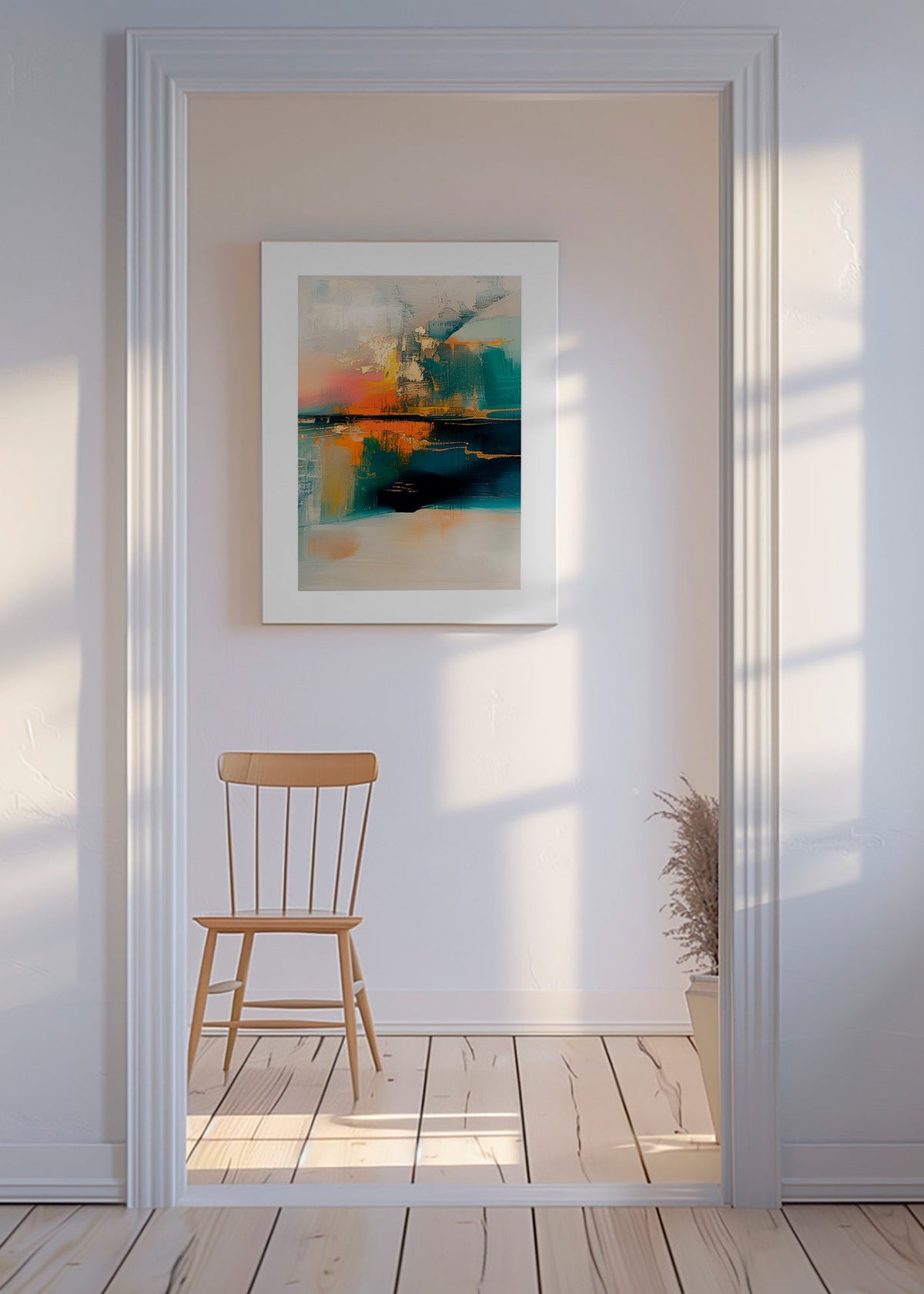 Œuvre abstraite aux reflets aquatiques – Canvas