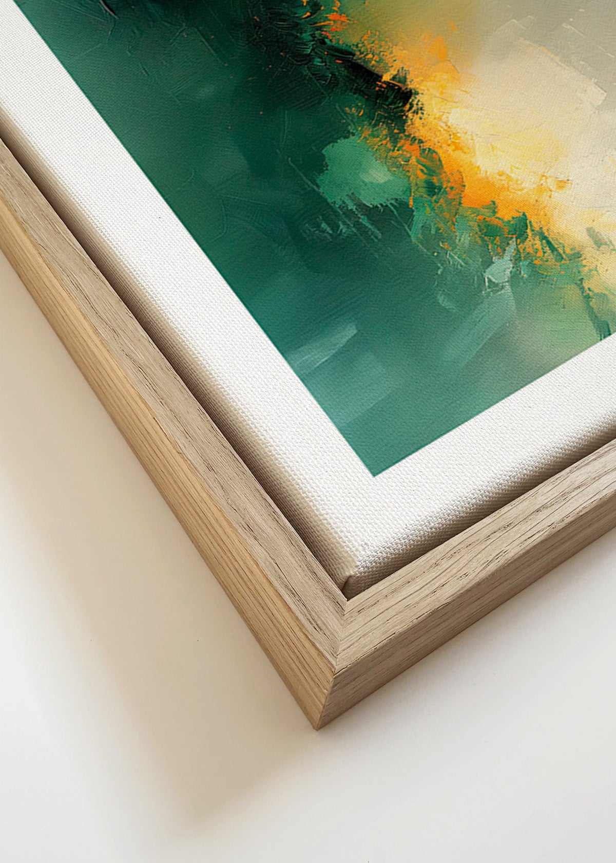 Œuvre abstraite verte et dorée - Crépuscule – Canvas detail